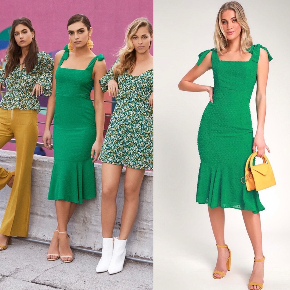 Lulus Bimini Swiss Dot Tie Shoulder Dress